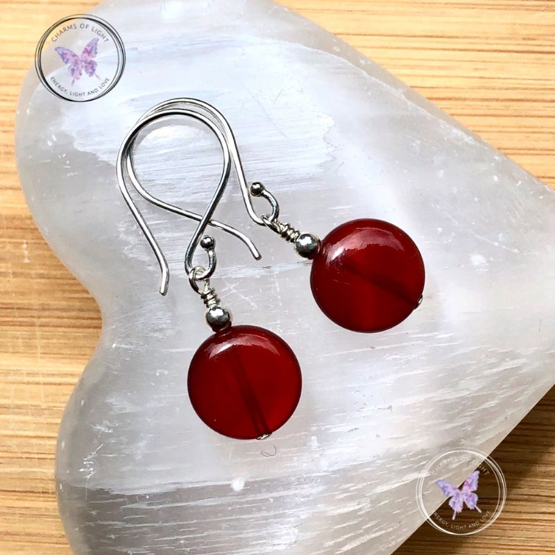 Carnelian Coin Earrings